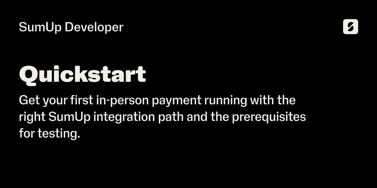 Quickstart | SumUp Developer