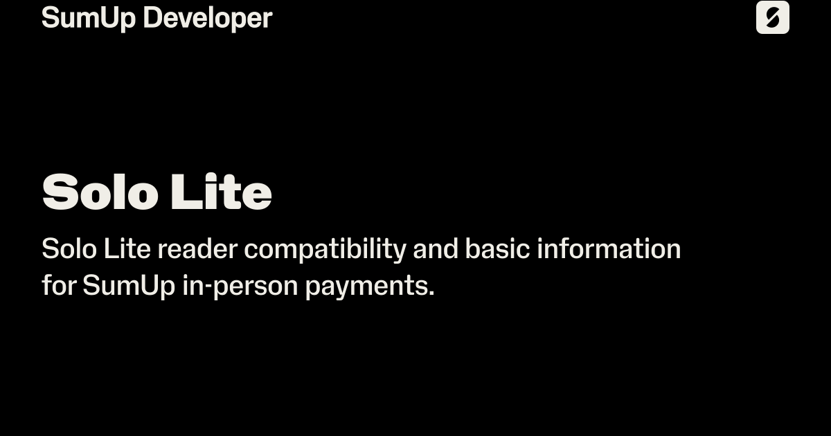 Solo Lite | SumUp Developer